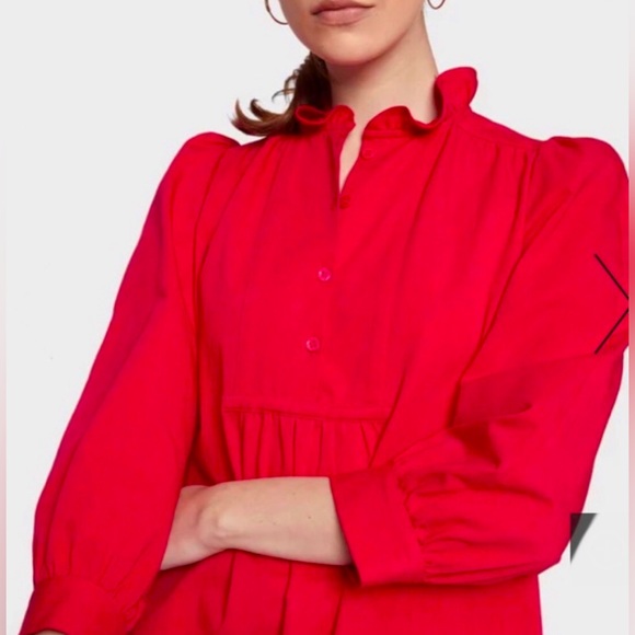 G.by Goop Ruffle Collared Shirt Dress-Size 2 - Picture 3 of 8